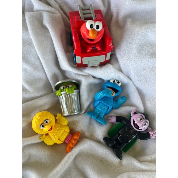Sesame Street Other - Sesame Street Toy Lot Elmo Fire Truck Cookie Monster Big Bird Oscar The Count‎